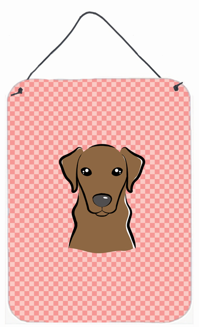 Checkerboard Pink Chocolate Labrador Wall and Door Hanging Prints