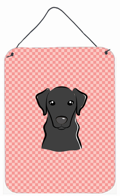 Checkerboard Pink Black Labrador Wall and Door Hanging Prints
