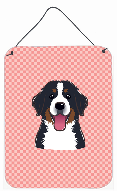 BB1237DS1216 Checkerboard Pink Bernese Mountain Dog Wall and Door Hanging Prints