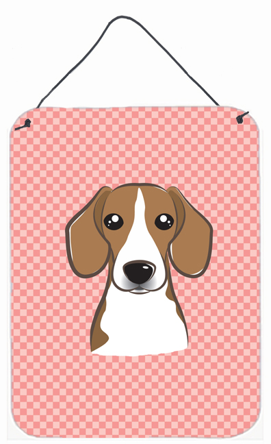 Checkerboard Pink Beagle Wall and Door Hanging Prints