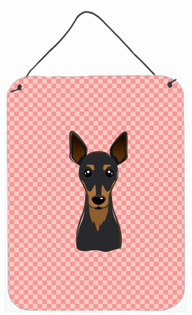 Checkerboard Pink Min Pin Wall and Door Hanging Prints