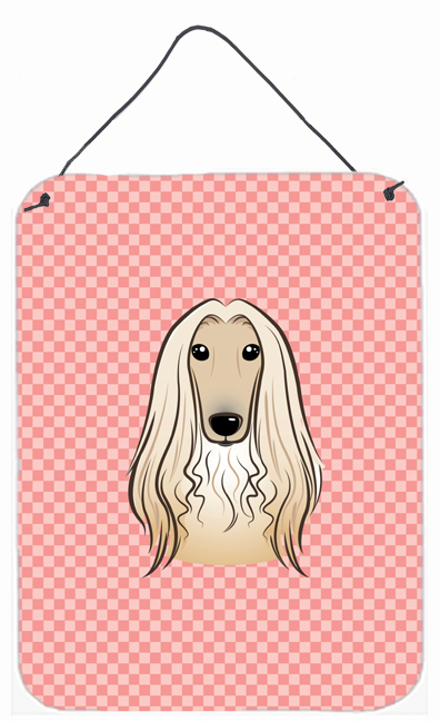 Checkerboard Pink Afghan Hound Wall and Door Hanging Prints