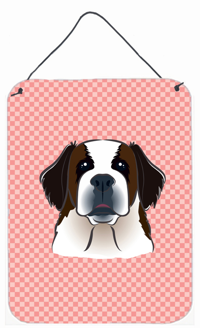 Checkerboard Pink Saint Bernard Wall and Door Hanging Prints