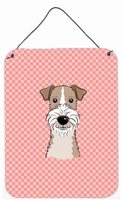 Checkerboard Pink Wire Haired Fox Terrier Wall and Door Hanging Prints
