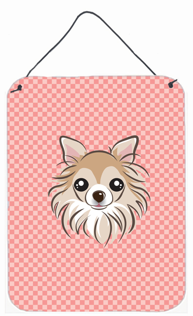 Checkerboard Pink Chihuahua Wall and Door Hanging Prints