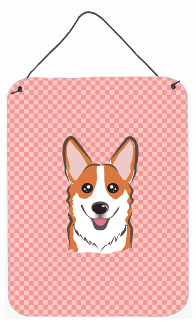 Checkerboard Pink Corgi Wall and Door Hanging Prints