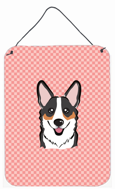 Checkerboard Pink Corgi Wall and Door Hanging Prints