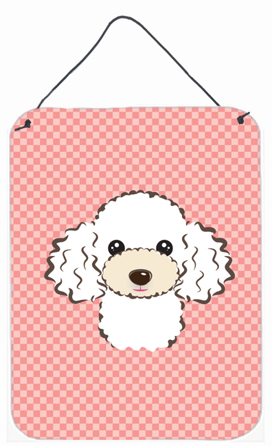 Checkerboard Pink White Poodle Wall and Door Hanging Prints