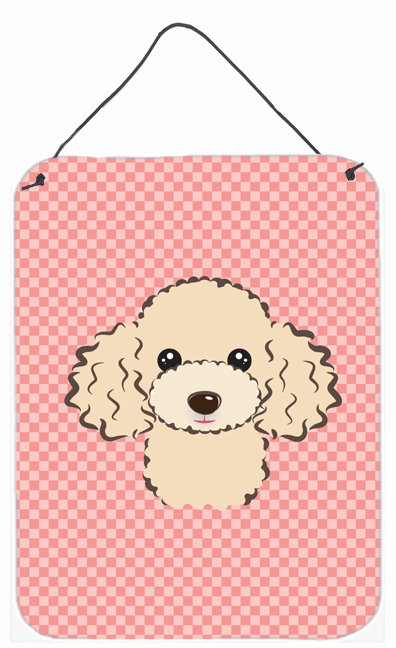 Checkerboard Pink Buff Poodle Wall and Door Hanging Prints