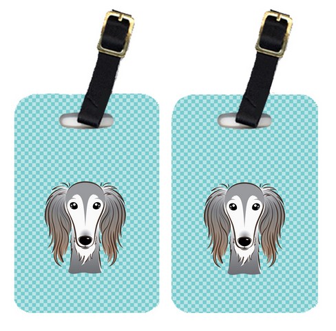 Pair Of Checkerboard Blue Saluki Luggage Tags