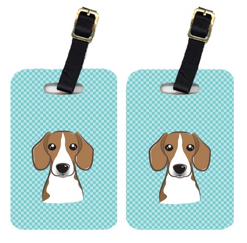 Pair Of Checkerboard Blue Beagle Luggage Tags