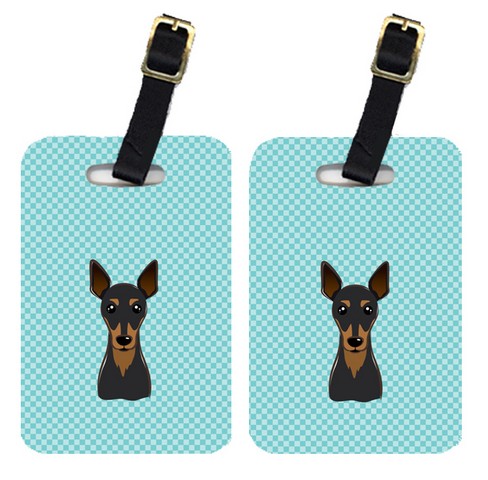 Pair Of Checkerboard Blue Min Pin Luggage Tags