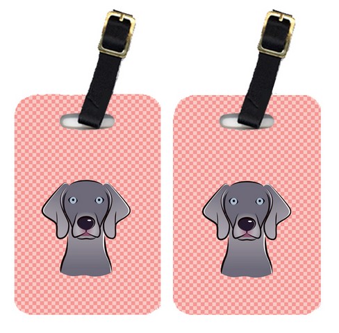 Pair Of Checkerboard Blue Weimaraner Luggage Tags