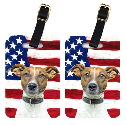 Carolines Treasures KJ1155BT Pair of USA American Flag with Jack Russell Terrier Luggage Tags