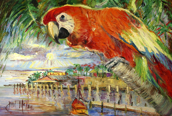 Picture of Carolines Treasures JMK1134PLMT Red Parrot At Lulus Fabric Placemat
