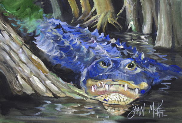 Picture of Carolines Treasures JMK1135PLMT Blue Alligator Fabric Placemat