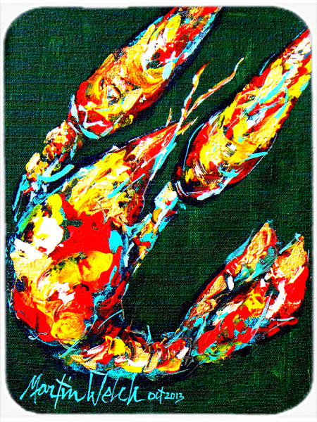 Craw Baby On Green Crawfish Glass Cutting Board- Large