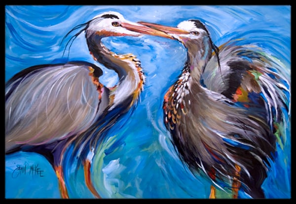 Blue Heron Love Indoor & Outdoor Mat- 18 x 27 in.