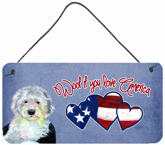 LH9508DS612 Woof If You Love America Old English Sheepdog Wall and Door Hanging Prints