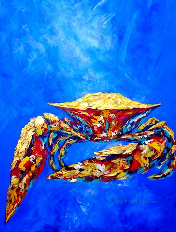 Blue Crab On Blue Sr. Flag Garden Size
