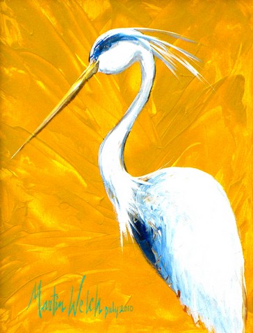 Col Mustard The Egret Flag Garden Size
