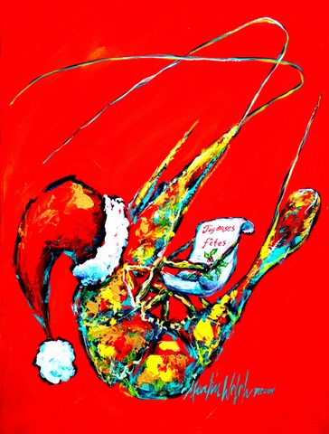 MW1197GF Happy Holidays Shrimp Flag Garden Size