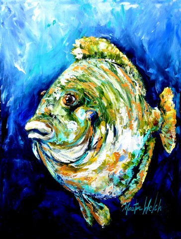 Lucky Blue Gill Fish Flag Garden Size