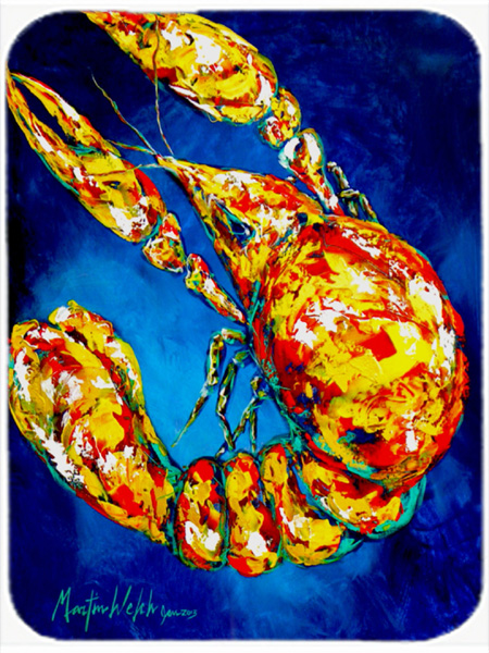 Big Boy On Blue Crawfish Glass Cutting Board- Large
