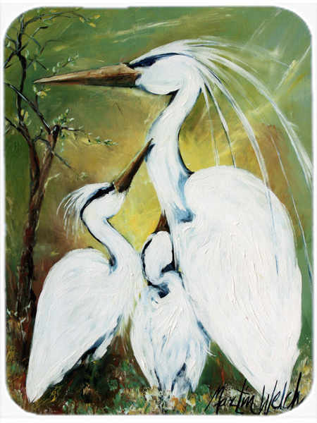 Blessing At Feeding Time Egret Family Mouse Pad, Hot Pad & Trivet