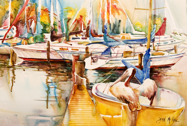 Picture of Carolines Treasures JMK1042PLMT Sailboat With Pelican Golden Days Fabric Placemat