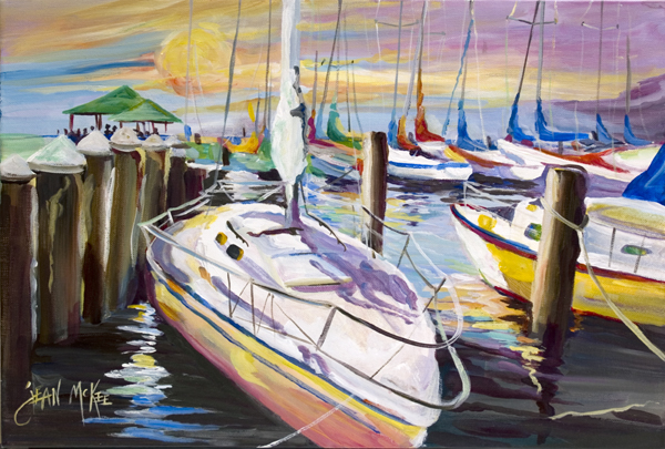 Picture of Carolines Treasures JMK1044PLMT Sailboats At The Fairhope Yacht Club Docks Fabric Placemat