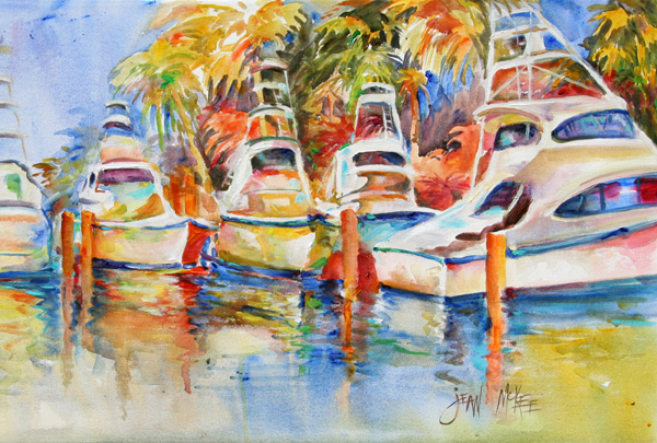 Picture of Carolines Treasures JMK1052PLMT Deep Sea Fishing Boats At The Dock Fabric Placemat