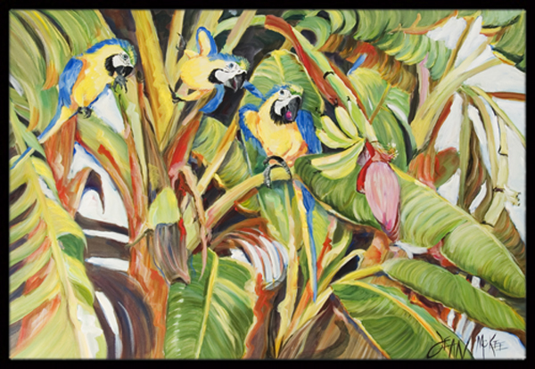 Three Blue Parrots Indoor & Outdoor Mat- 18 x 27 in.