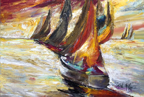 Picture of Carolines Treasures JMK1062PLMT Red Sails Sailboat Fabric Placemat