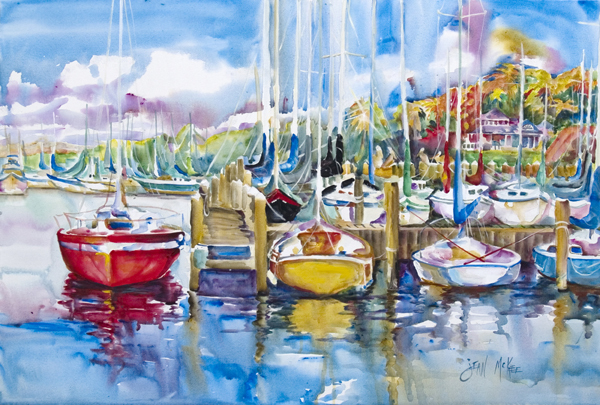 Picture of Carolines Treasures JMK1063PLMT Paradise Yacht Club Sailboats Fabric Placemat
