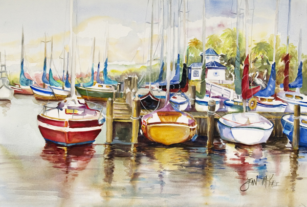 Paradise Yacht Club Ii Sailboats Fabric Placemat