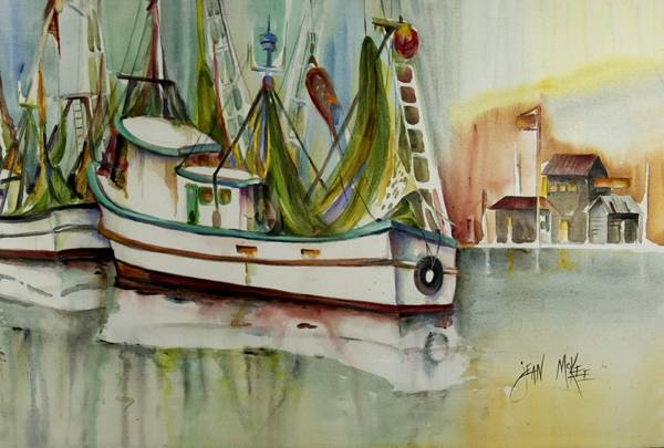 Picture of Carolines Treasures JMK1068PLMT Ocean Springs Shrimper Fabric Placemat