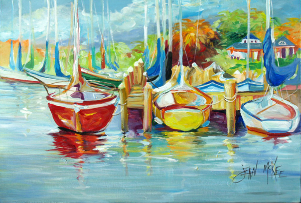 Picture of Carolines Treasures JMK1070PLMT On The Dock Sailboats Fabric Placemat