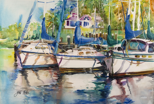 Picture of Carolines Treasures JMK1071PLMT Safe Harbour Sailboats Fabric Placemat