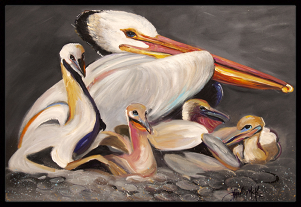 White Pelicans Indoor & Outdoor Mat- - 18 x 27 in.