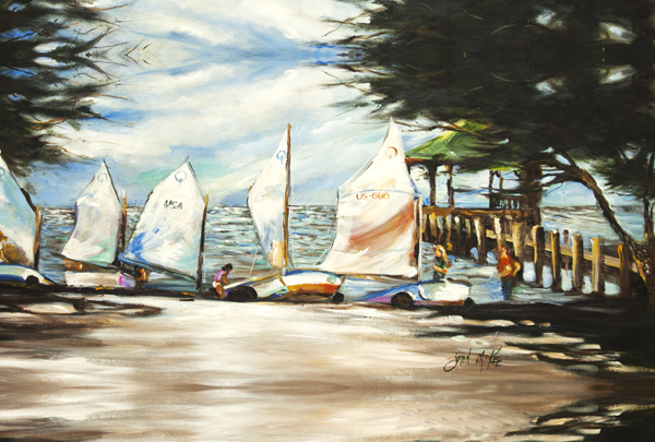 Picture of Carolines Treasures JMK1077PLMT Sailing Lessons Sailboats Fabric Placemat