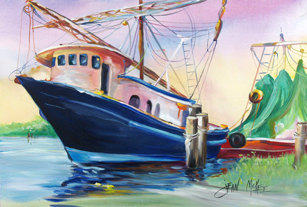 Picture of Carolines Treasures JMK1078PLMT Shrimper Southern Star Fabric Placemat