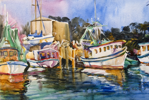 Picture of Carolines Treasures JMK1079PLMT Shrimp Boat Warehouse Fabric Placemat