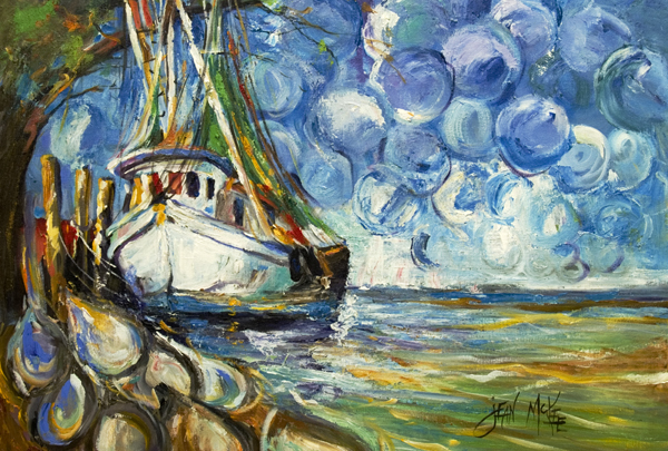 Picture of Carolines Treasures JMK1080PLMT Shrimp Boat 101 Fabric Placemat