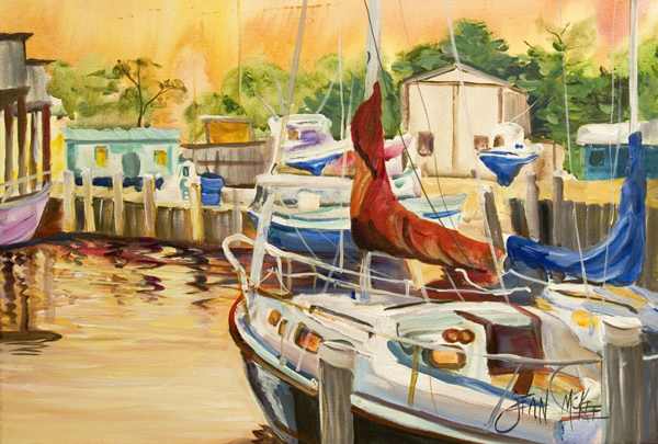 Picture of Carolines Treasures JMK1082PLMT Sunset Bay Sailboat Fabric Placemat