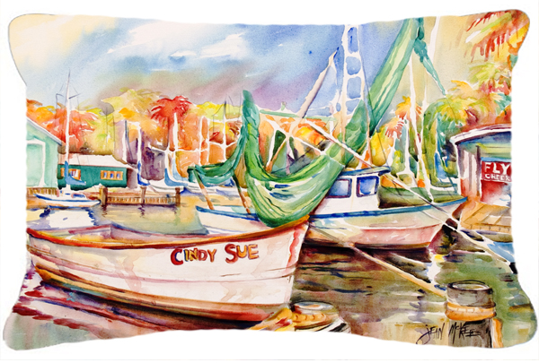 Sailboat Cindy Sue Canvas Fabric Decorative Pillow
