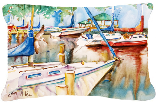 Sailboats At The Gazebo Canvas Fabric Decorative Pillow