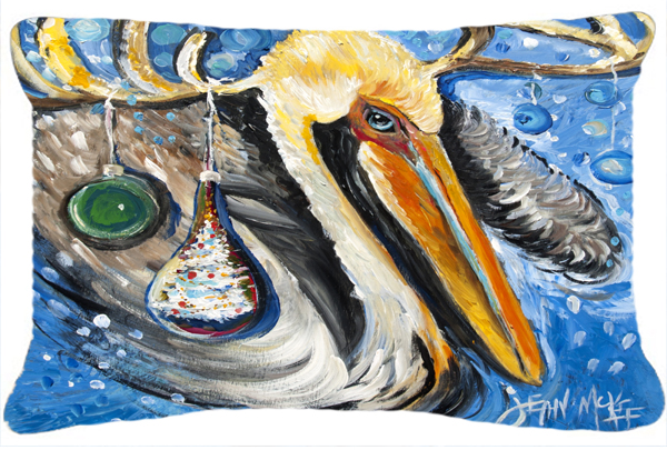 Pelican Dressed As A Reindeer Canvas Fabric Decorative Pillow