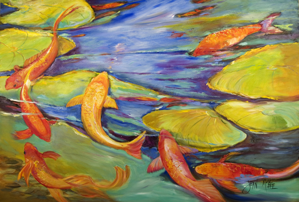 Picture of Carolines Treasures JMK1115PLMT Koi Fabric Placemat