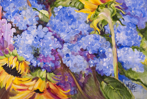 Picture of Carolines Treasures JMK1119PLMT Hydrangeas And Sunflowers Fabric Placemat